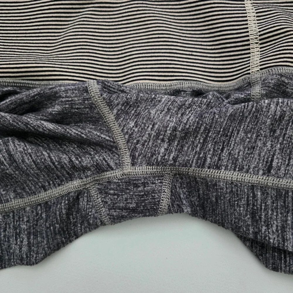 Lululemon Women's Pace Setter Grey Space Dye Striped Waist Crop Leggings 8 - Picture 3 of 12